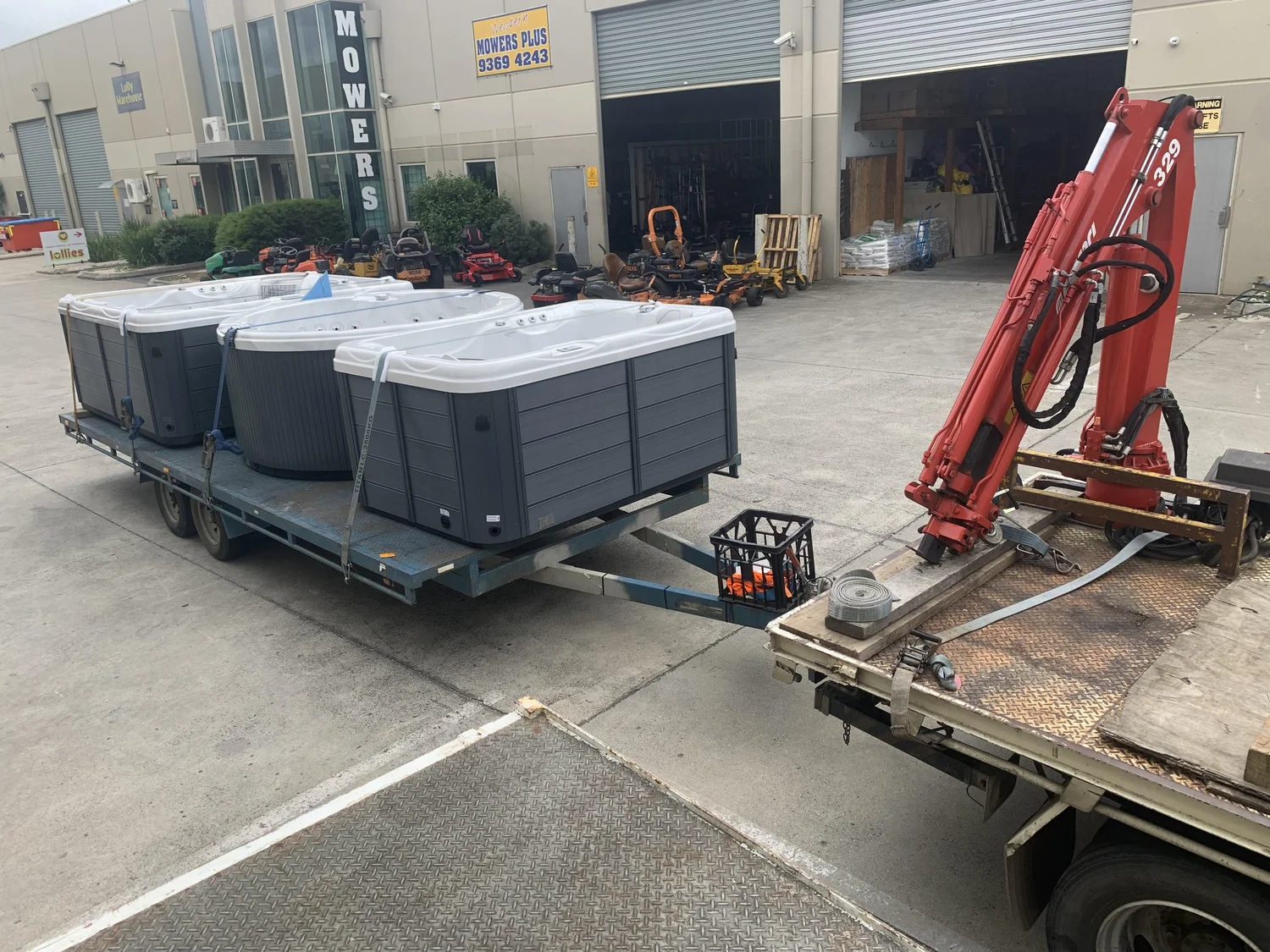 Crane truck spa delivery